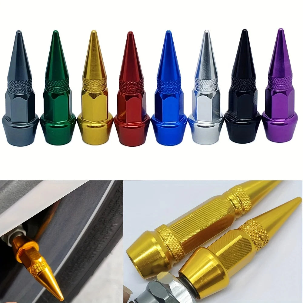 4pcs Premium Aluminum Spike Wheel Stem Caps 45/60mm for Cars Trucks Bikes Motocycles Valve Dust Protection with Edgy Style amagi