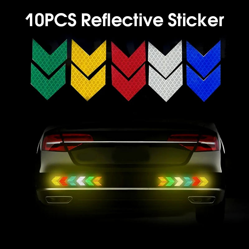 10 Pcs Bike Reflective Bicycle Fender Sticker Car Motorcycle Fluorescent Warning Decor Cycling Luminous Protector New