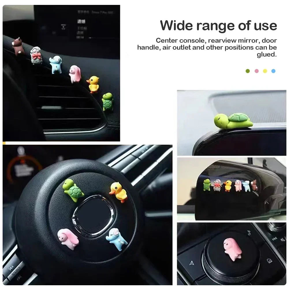 Car Ornaments Mini Sleeping Cute Animals Resin Bear Rabbit Sheep Turtle Resin Decoration Home Office Computer Decor Amagi
