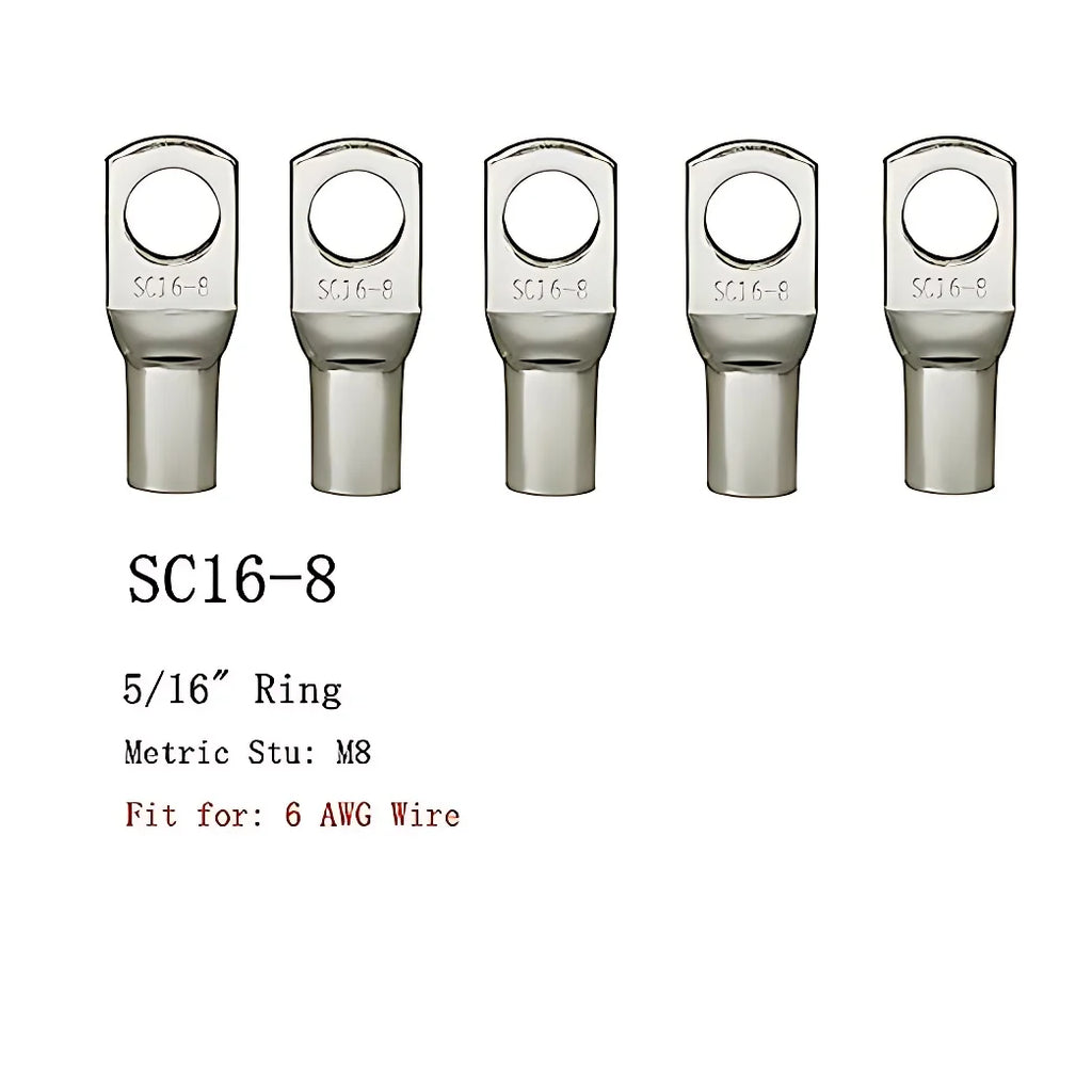 100pcs Copper Lug Ring Wire Connectors Cable Electric Crimp Terminal SC6-6 SC6-8 SC10-6 SC10-8 SC16-6 SC16-10 SC25-6 SC25-12