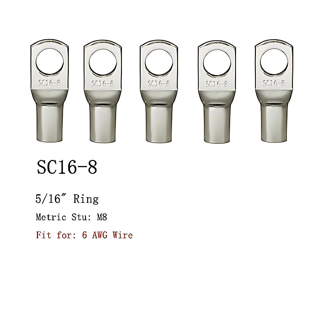 100pcs Copper Lug Ring Wire Connectors Cable Electric Crimp Terminal SC6-6 SC6-8 SC10-6 SC10-8 SC16-6 SC16-10 SC25-6 SC25-12