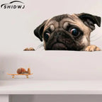 3D Pug Snail Car Sticker Pug Dogs Snail Car Sticker Cartoon Car Styling Wall Home Glass Window Door Laptop Truck Vinyl Decals