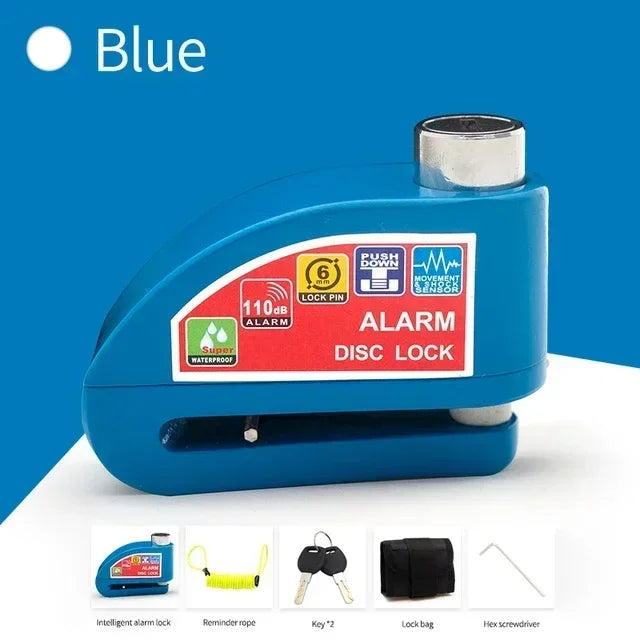 Motorcycle Bicycle Lock Alarm Safety Protection Padlock Disc Aluminum Alloy Anti-Theft Reminder Rope Lock Bag Motorcycle Amagi