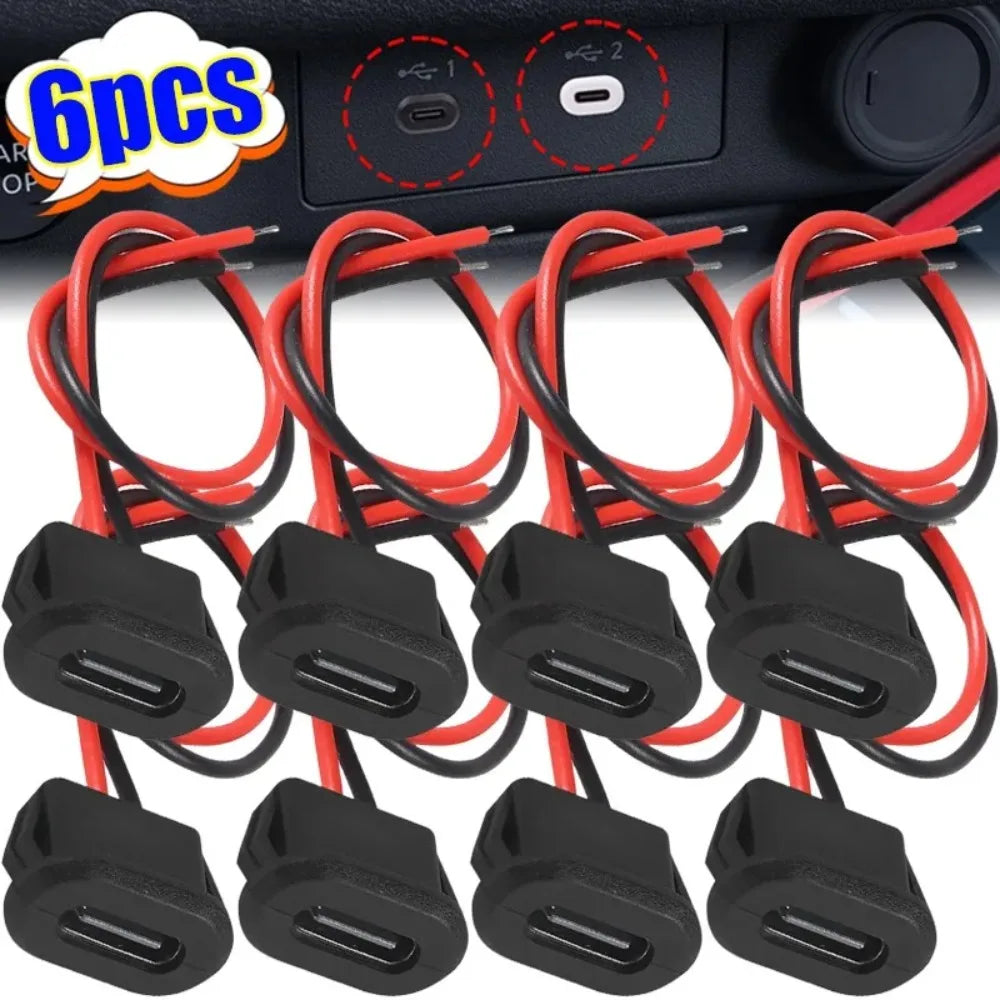 USB-C Female Socket 2-Pin Molded Pigtail Cable – 3A 30V Power Connector for Car Motorcycle DIY