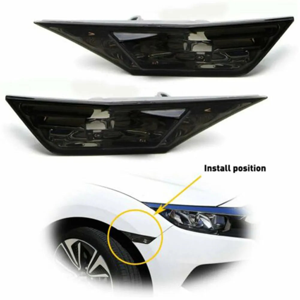 2 Pcs Turn Signal  Light For Honda Civic 2016 To 2021 Turn Signal Width Light Modified  Black With LED Bulb