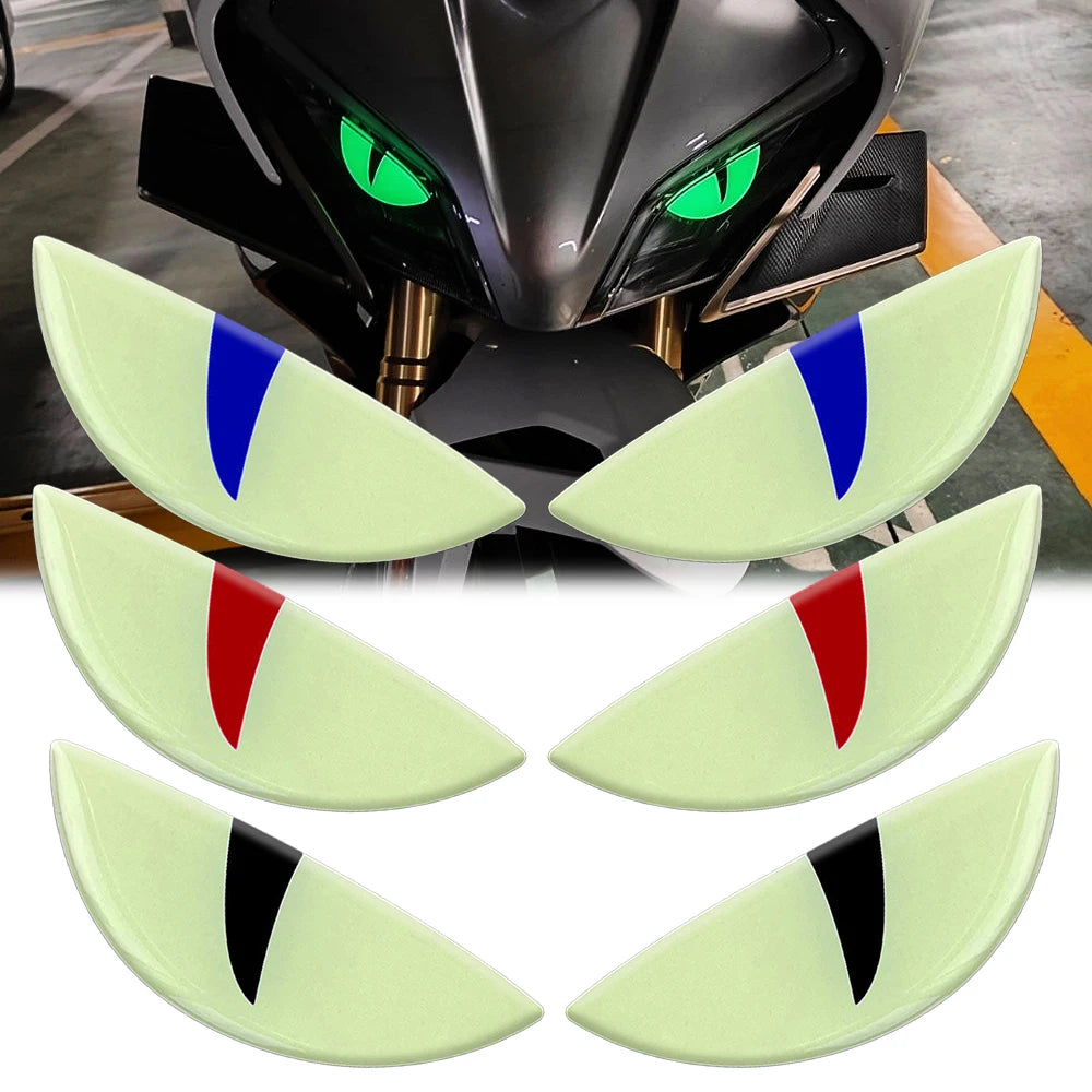 Compact Night Light 3D Devil Eye Stickers Motorcycle Electric Scooter Modified Decorative Front Stickers Windshield Stickers