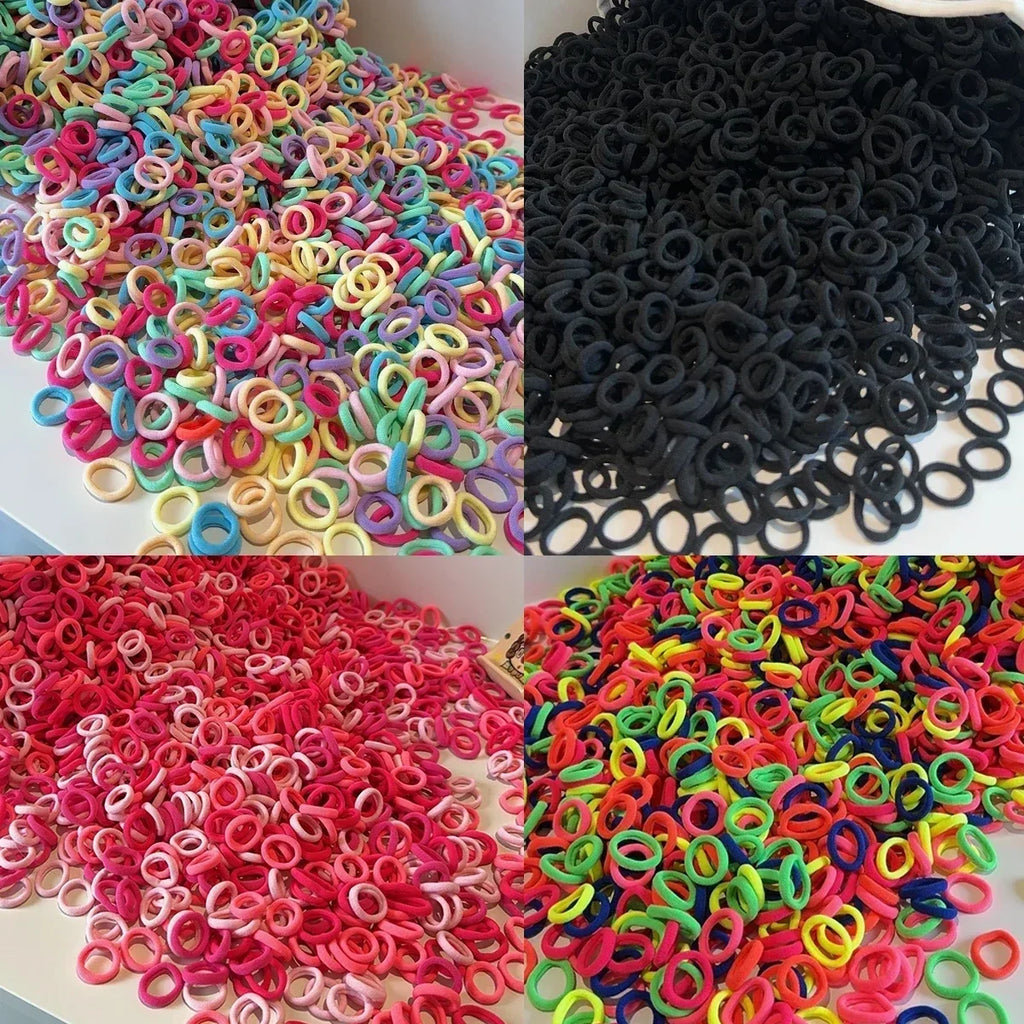 100/300PCS Colorful Basic Nylon Ealstic Hair Ties for Girls Children Ponytail Hold Scrunchie Rubber Band Kids Basic Hair Amagi