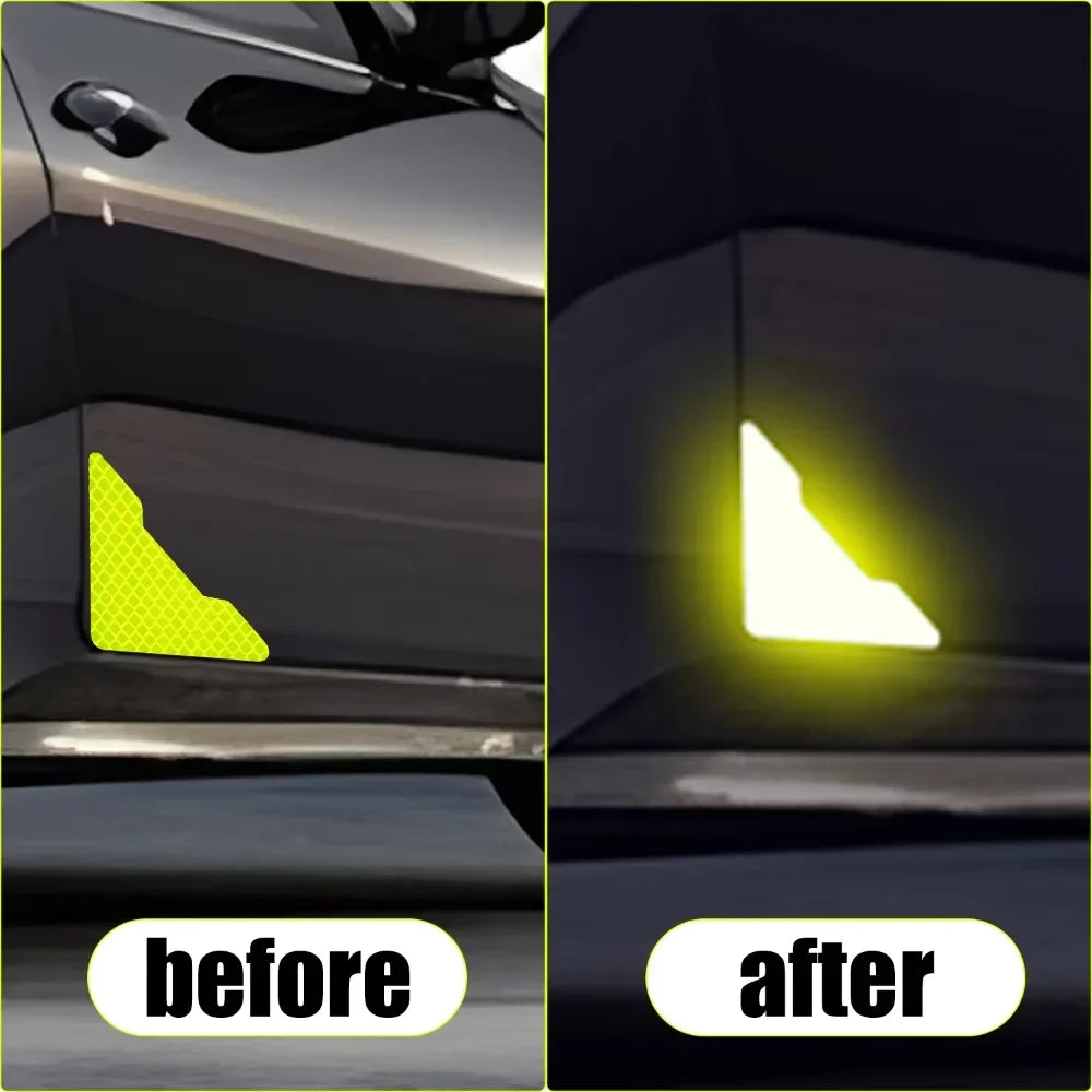 Reflective Car Door Corner Protector Stickers High Visibility Night Glow Safety Warning Anti Collision Decals for Auto Bumper