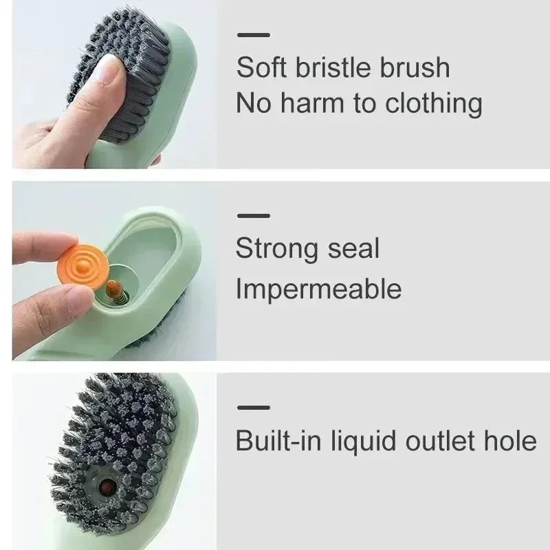 Shoe Brush Multifunction Cleaning Soft Automatic Liquid Shoe Brush Long Handle Clothes Soap Brush With Hook Clean Tool Amagi