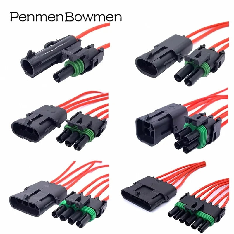 1 Set 1 2 3 4 6 Pin Car Weather Pack Electrical Cable Connectors Waterproof Female Male Wire Harness Plug 12015792 12015797