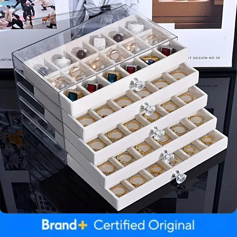 Layer Drawer Style Velvet Jewelry Box Earring Bracelet Storage Rack Multi Layer Display Case for Jewelry Accessories Amagi