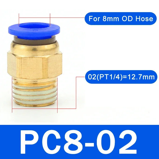 5PCS PC Pneumatic Quick Connector - 4-12mm Push In Fitting for 1/8" 1/4" 3/8" 1/2" BSPT Thread Air Hose & Tube,Industrial Use