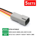 5 Sets Deutsch DT Connector with 15cm Wiring Harness DT06-2S/DT04-2P 2P 3P 4P 6P 8P 12P Waterproof Electrical Connector
