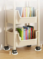 Mobile Storage Shelf] Mobile Plastic Storage Shelf Unit with Wheels - Practical Shelf for Living Room, Bedroom, Dormitory Amagi
