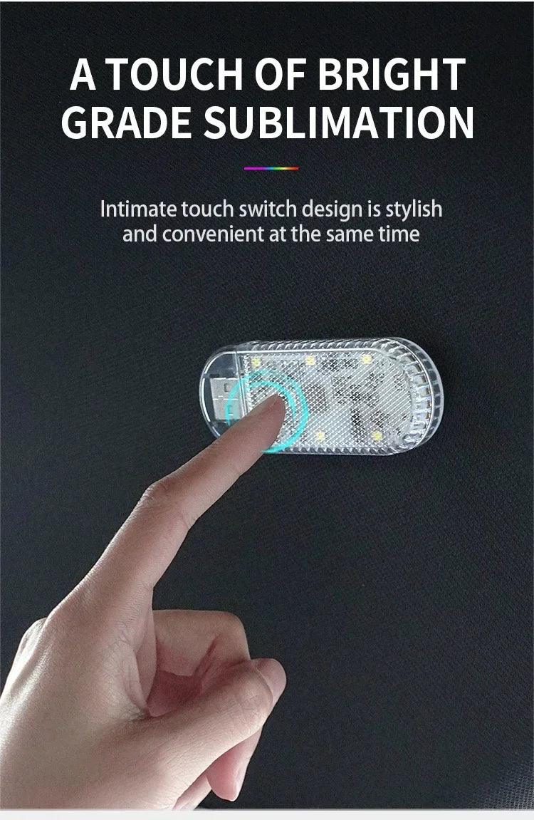 Car Interior Dome Light Finger Touch Sensor Mini LED Reading Lamp Roof Magnets USB Charging Atmosphere Dome Lamp Senser Tools Ne
