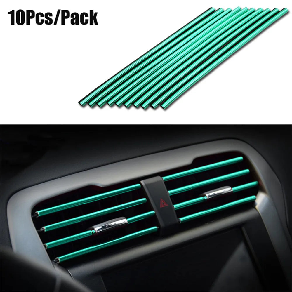10Pcs Car Interior Air Conditioner Outlet Decoration Stripes  Car Air Conditioning Outlet U Style Decoration Strip Accessories