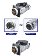 P28 Aviation Connector, Square Flange Socket, Male/Female Circular Butt Joint, 2/3/4/5/7/10/12/14/16/19/20/24 Pin, P28K2Q PLS28