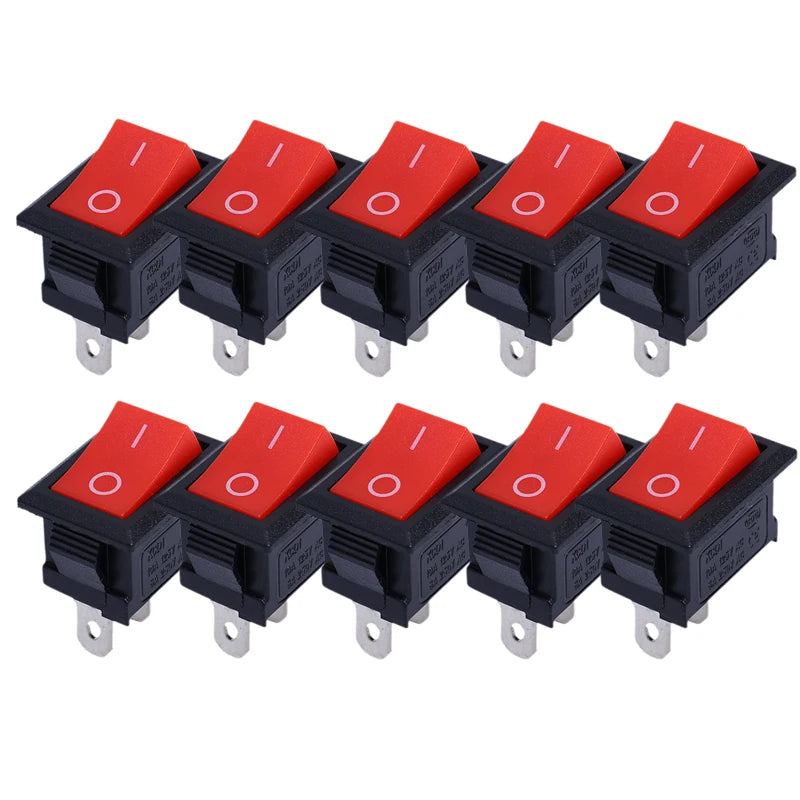 10/5Pcs Push Button Switch 2Pin 6A/250V KCD11-101 Mini Black Red White 21*15mm 2Pin ON/OFF SPST Rocker Switche Motorcycle Switch