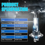 2pcs H4/H7 Led Headlight Bulb Kit Car Fog Light Bulbs High Low Beam 30000lm Super Bright 6500k White Led Lights for Vehicles New