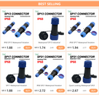 IP68 SP21 Waterproof Aviation Connector Socket with Male and Female Butt, 2/3/4/5/6/7/12 Pins Docks for Industrial Use