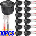 10/1Pcs Round Rocker Switch ON/Off SPST 2Pin Latching Toggle Switch Snap Boat Car Round Switches Pre-Wired 6A/250V 10A/125V