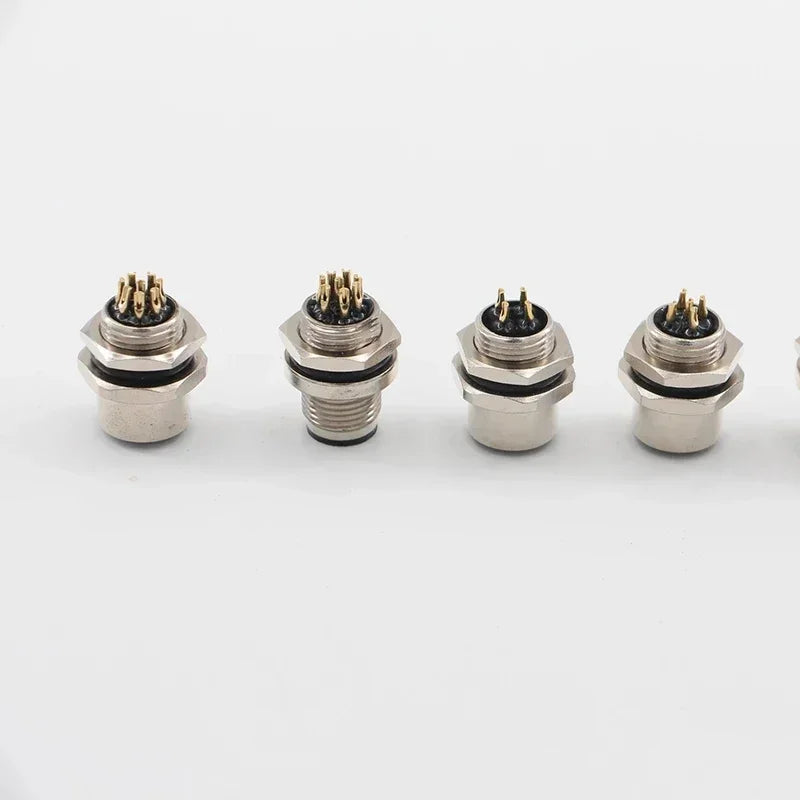 1pcs M12 4pin 5 8Pin Sensor Connector Panel Back Mount Waterproof Flange Socket Threaded Coupling Male&Female A Code Connectors