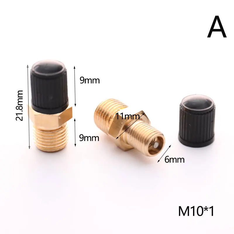 2Pcs M10/1/8''/1/4'' NPT MPT Brass Air Compressor Tank Fill Valve Double Head