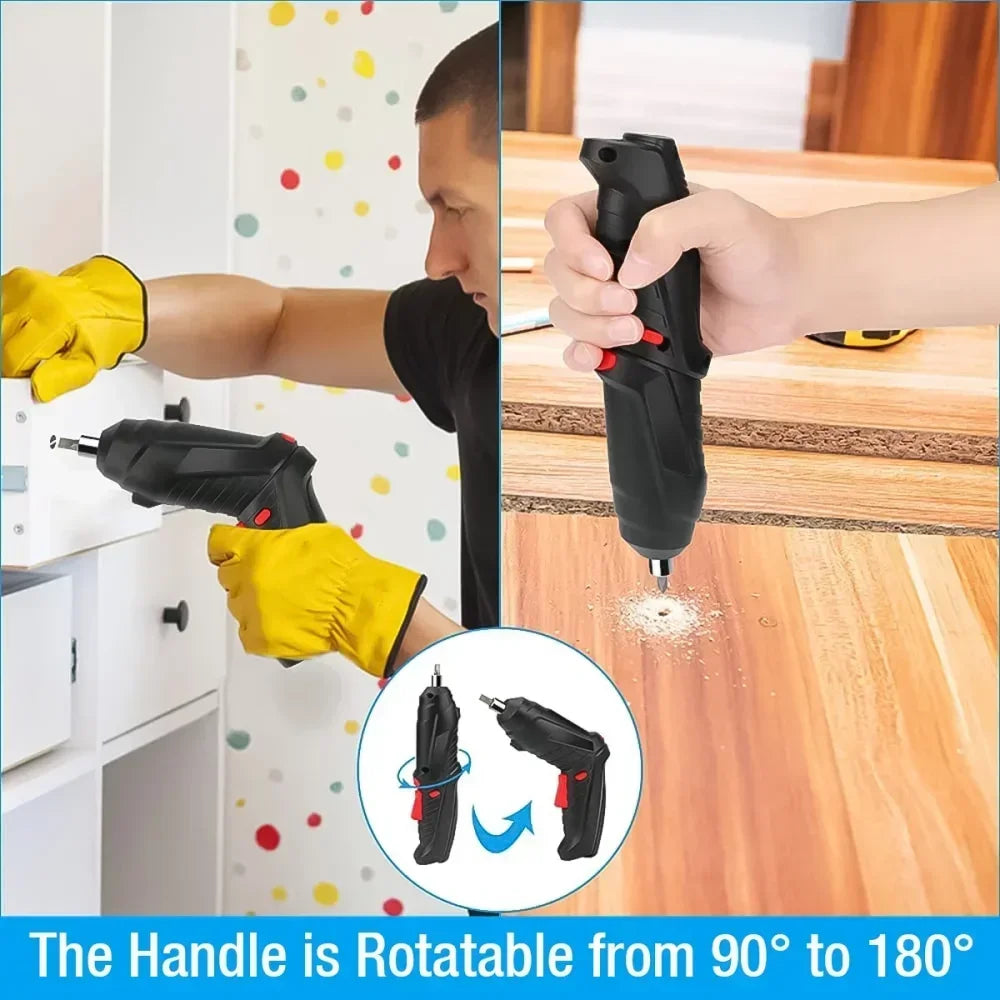 47-Piece Cordless Electric Screwdriver Kit with LED Light, Rechargeable Multifunctional Drill Driver for Home Projects