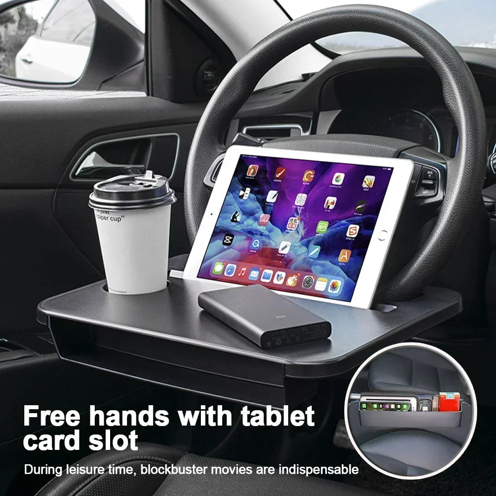 2 In1 Car Laptop Computer Desk Bracket Seat Gap Filler Organizer Drink Food Coffee Steering Wheel Dining Table Accessories Amagi