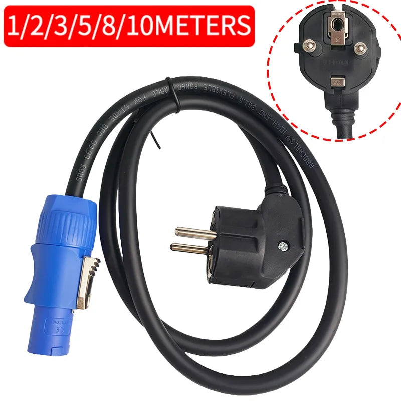 EU Schuko To 3PIN Electrical Extension Cord (3×1.5mm²) – Perfect for Audio Equipment, Stage Lights & LED Beam Lights