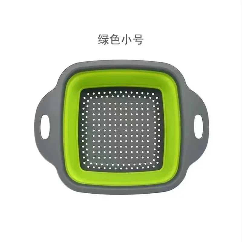 Household Kitchen Folding Wash Portable Sink Foot Bucket Cutting Board Plastic Foldable Basin Travel Outdoor Camping Tools amagi