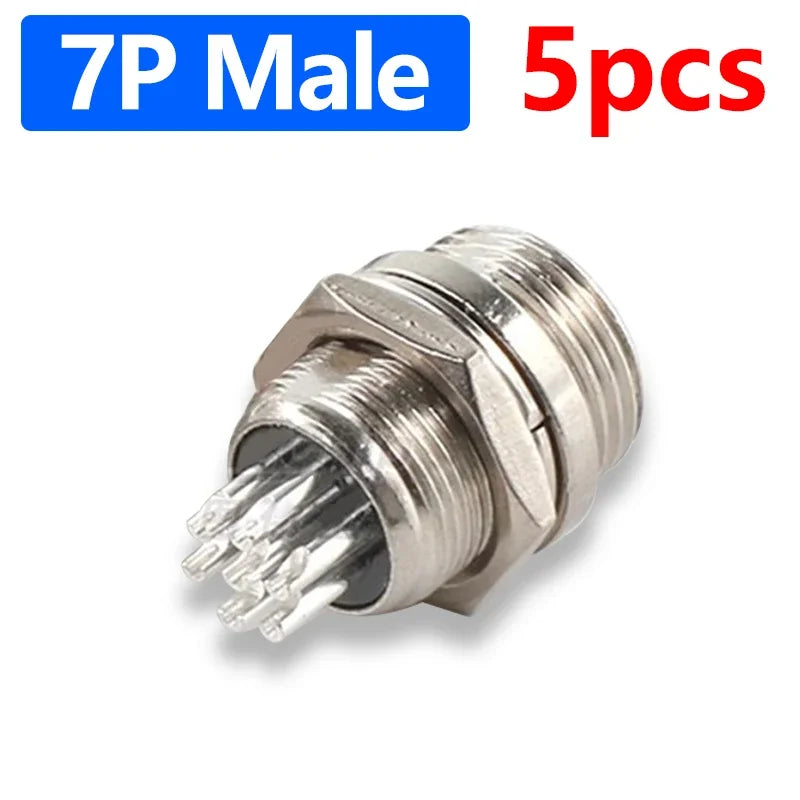 5Pcs GX12 Aviation Connector Plug Socket 2/3/4/5/6/7 Pin Male Female Panel Mount 12mm Circular Metal Wire Adapter Nut Type