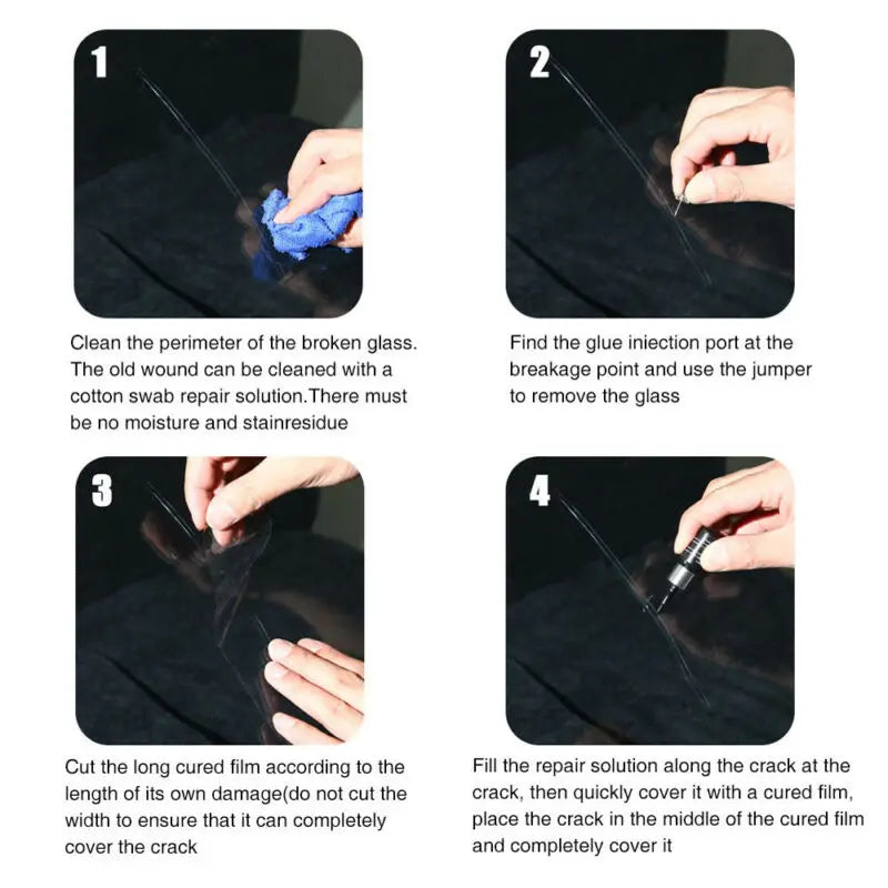 5PCS Automotive Windshield Glass Crack Nano Repair Fluid Car Resin Scratch Crack Restore Fluid Glass Curing Glue Car Accessories