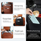 2/1pcs Multifunction Car Seat Hanging PU Leather Storage Bag Organizer Rear Seat Hanging Pouch Tissue Box Trash Dustb Accessorie