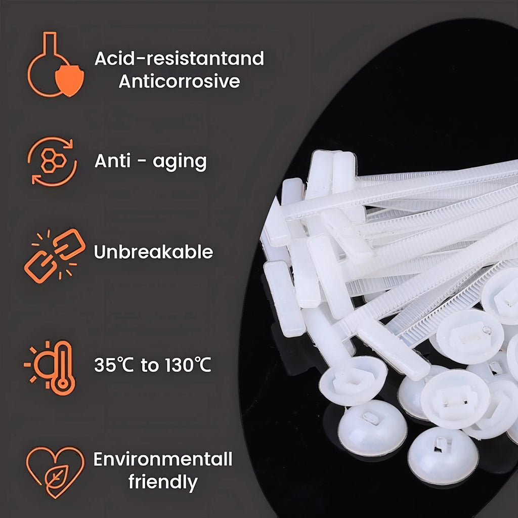 Multi-Purpose Nylon Zip Ties Car Engine Guards Underbody Panel Fastener Clip Screw Replacement Heavy Duty Self-locking Cable Tie
