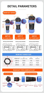 5/10/100 Sets SP16 SP17 SP20 SP21 2PIN-12PIN Screw Wiring Waterproof Aviation Connectors IP68, Electrical Cable Wire Connector