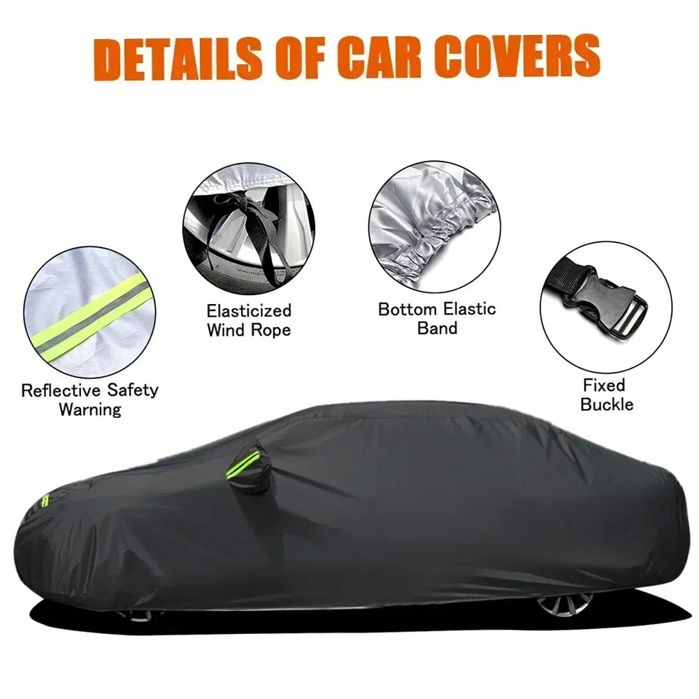 Universal For Audi A3 A4 A5 A6 A7 B7 B8 C5 Q2 Q3 Q5 7 Body Full Covers Black/Silver Outdoor Sun Snow Rain Protection Cover Amagi