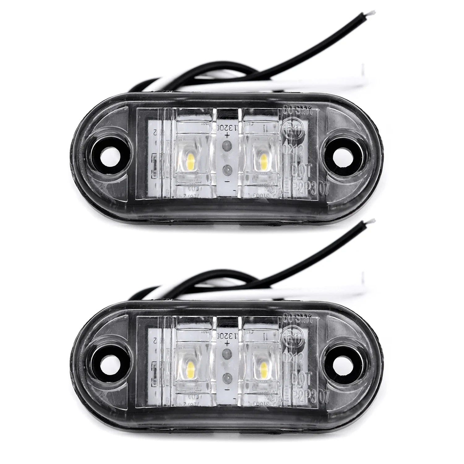 2Pcs Set White Marker Lights 12V LED Car Side Marker Tail Light 24V Trailer Truck Lamp Waterproof Plastic Signal Lamp