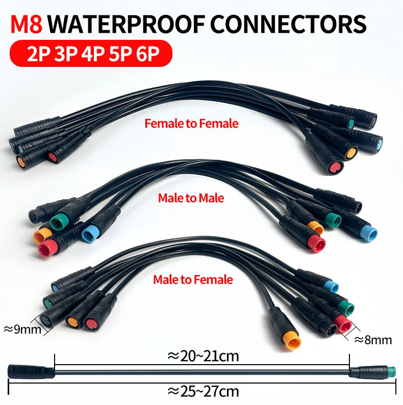 4/10Pcs M8 Waterproof Connectors 2/3/4/5/6 Pin, Male & Female Plug Socket Set, IP67 Wire Cable Connector Kit