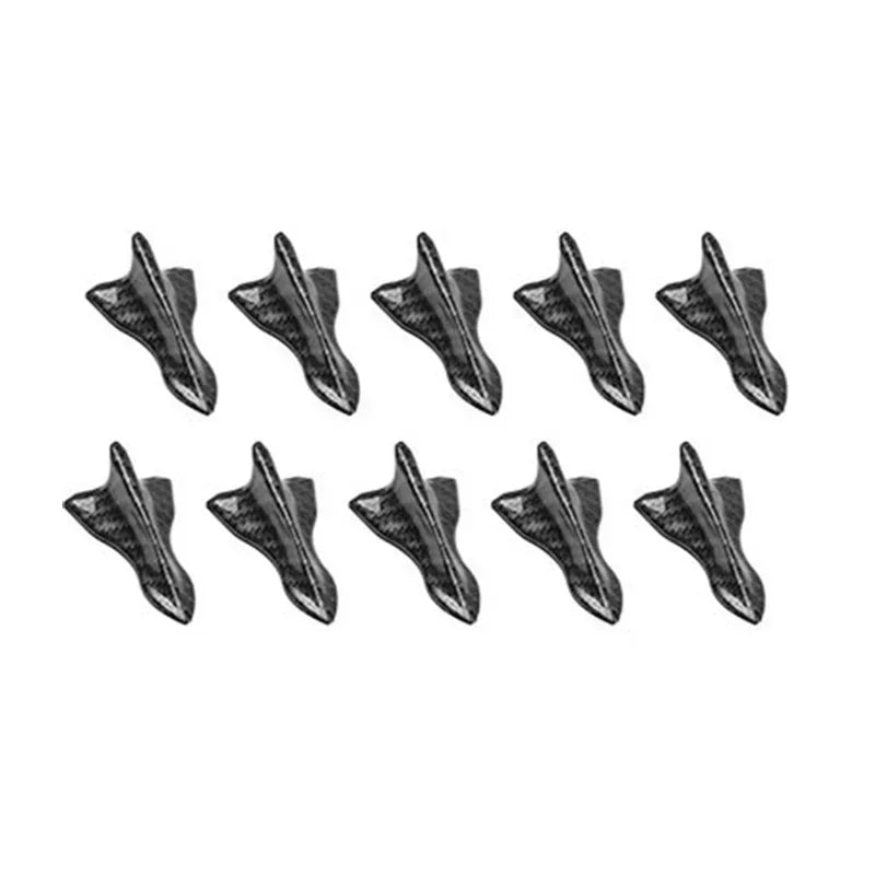 10pcs Car Exterior Trim Items Roof Tail Black Shark Fin General Purpose Pointed Carbon Fiber Bumper Modification Kit Wind Knife