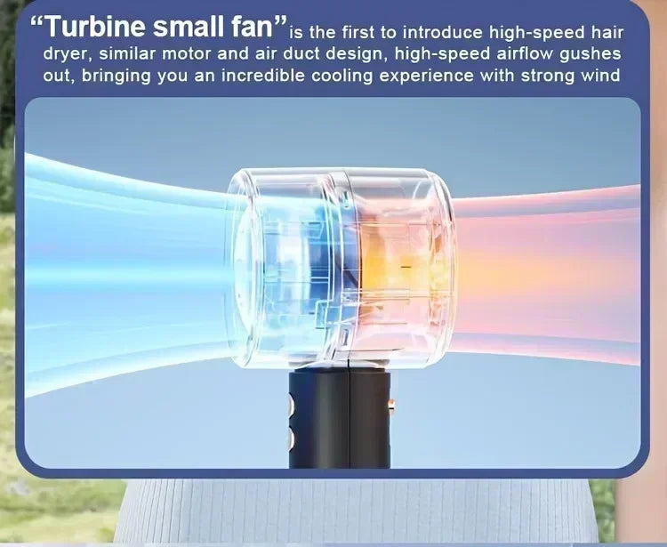 Motorcycle Portable Hand Fan 100 Wind Speeds Mini Turbo Handheld USB Rechargeable Highspeed Camping Cooling Electric Air Cooler
