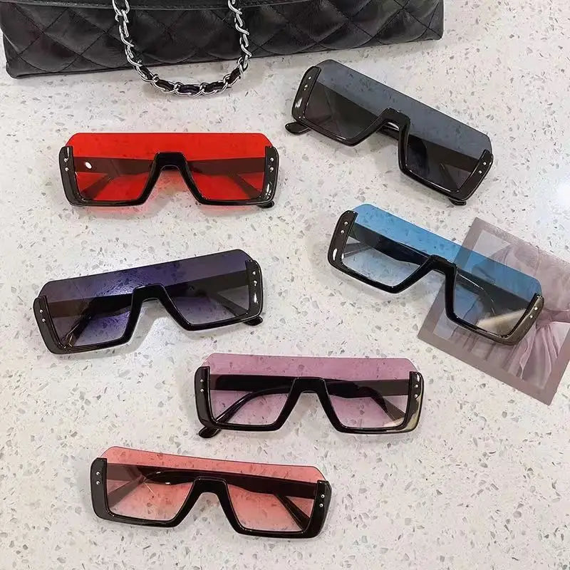 net red retro street shot sunglasse men Half Frame show thin face sunglasses women Glasse Car Driving Glass Anti Glare accessory