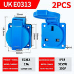IP54 16A Outdoor Socket with Flip Cover | Euro/UK/BR Plug Waterproof for Garden & Industrial Use - Heavy Duty Explosion-Proof