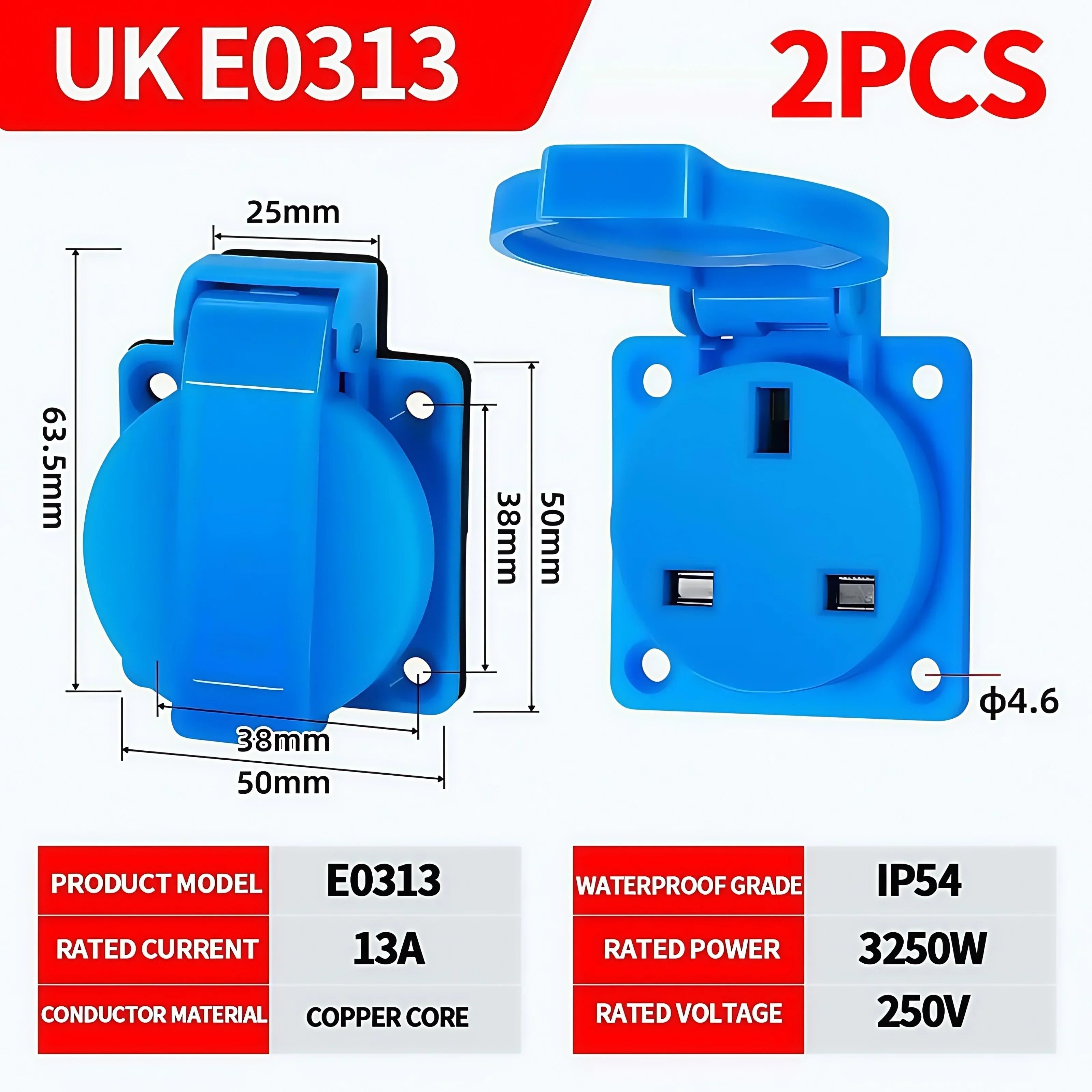 IP54 16A Outdoor Socket with Flip Cover | Euro/UK/BR Plug Waterproof for Garden & Industrial Use - Heavy Duty Explosion-Proof
