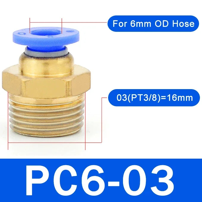 5PCS PC Pneumatic Quick Connector - 4-12mm Push In Fitting for 1/8" 1/4" 3/8" 1/2" BSPT Thread Air Hose & Tube,Industrial Use