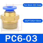 5PCS PC Pneumatic Quick Connector - 4-12mm Push In Fitting for 1/8" 1/4" 3/8" 1/2" BSPT Thread Air Hose & Tube,Industrial Use