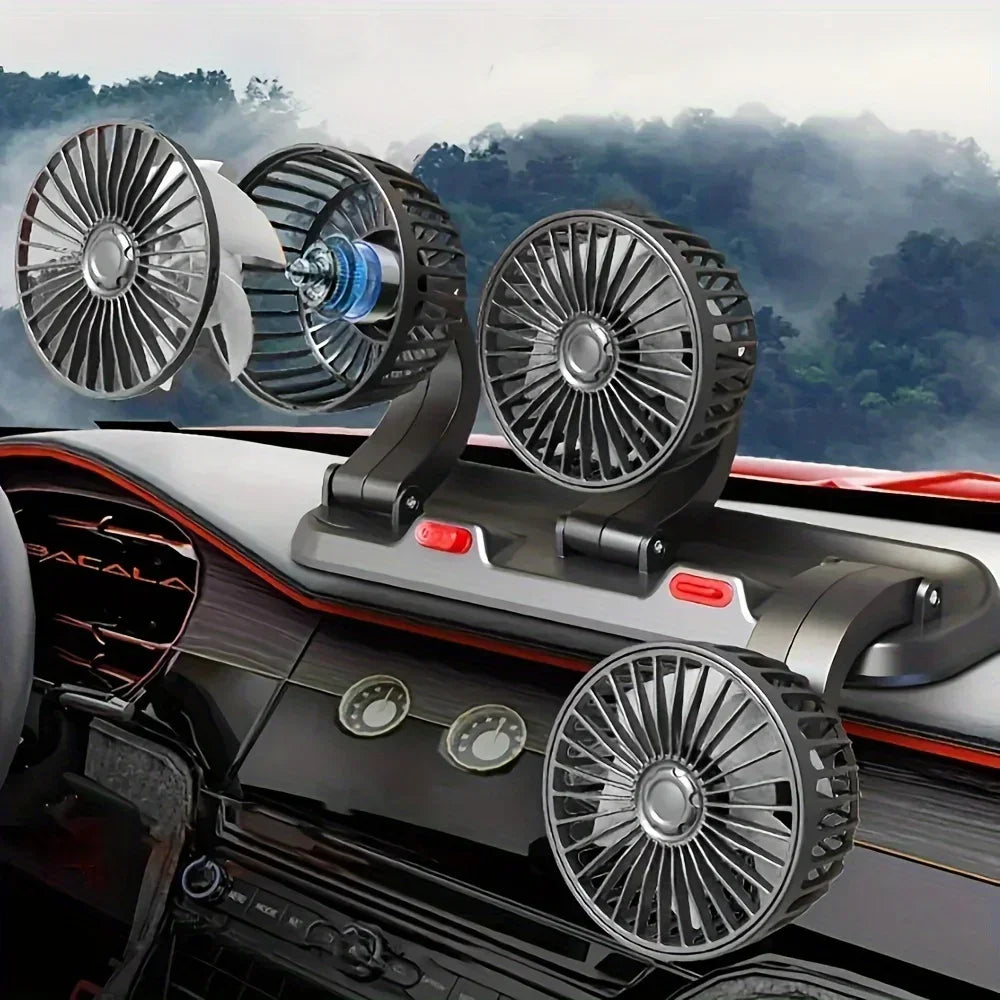 5/12v Automotive Fan Car Fan 24v 360° Adjustable 3/2/1 Head Air Low Noise Multifunctional Temporary Parking Card Auto Vehicles