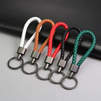 Trend Black Pink Color Braided Rope Car Keychain Fresh Ice Cream Color Key Pendant Sheep Pattern High Ring Leather Rope Amagi