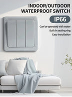 IP66 Outdoor Wall Switch 16A Weatherproof Push Button - 1/2/3 Gang Electrical for Garden/Patio/Exterior Use