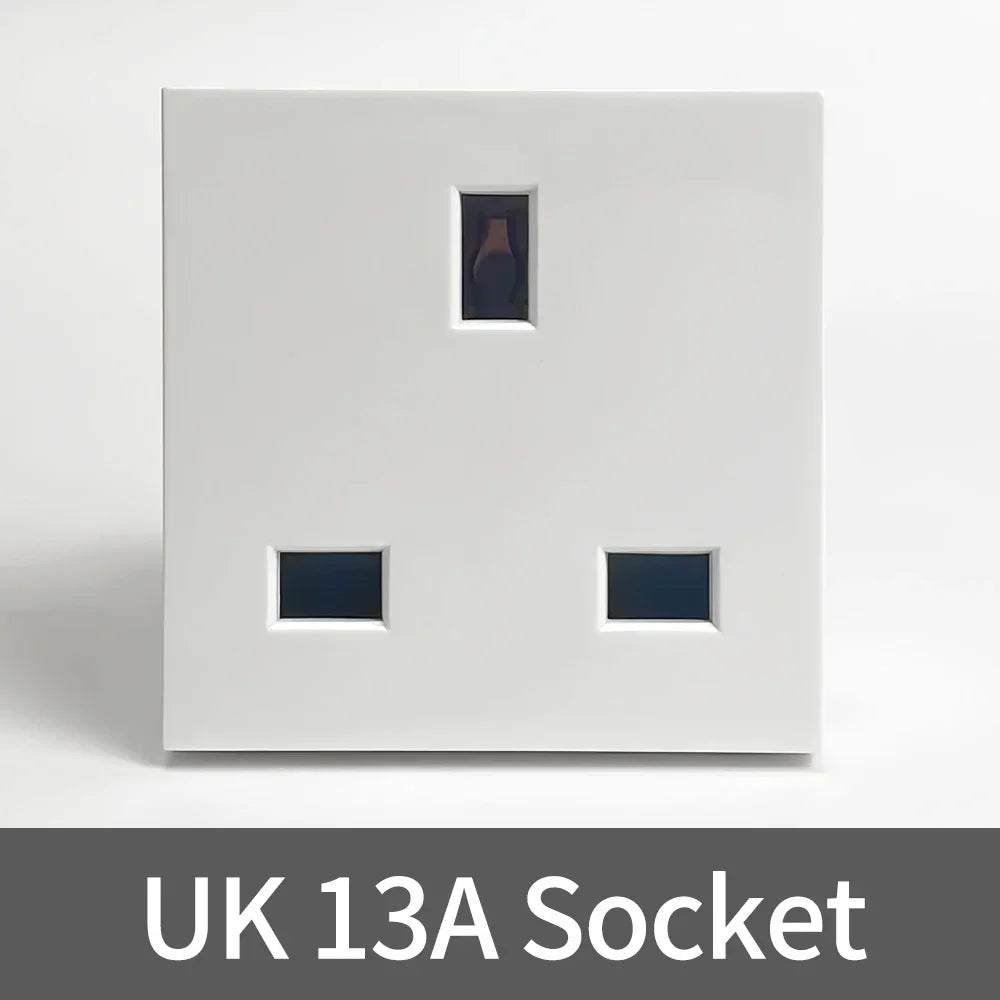 Fireproof 13A Wall Outlet 8mm Stainless Steel UK/EU/US/FR Universal Power Socket Single/Double Gang DIY
